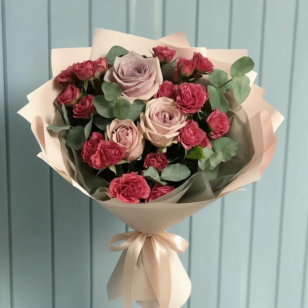 Букет цветов из: Гвоздики и Розы в Пролетарий