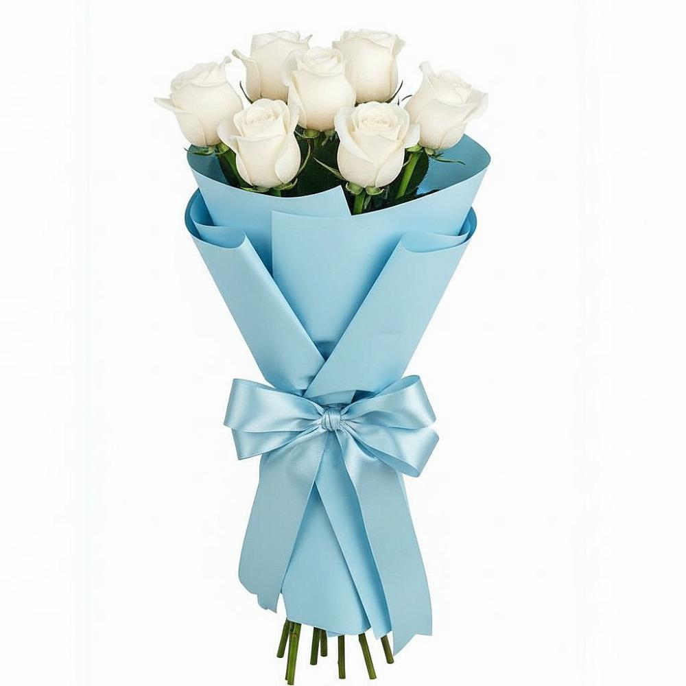 Букет 7 белых роз Проуд в Пролетарий