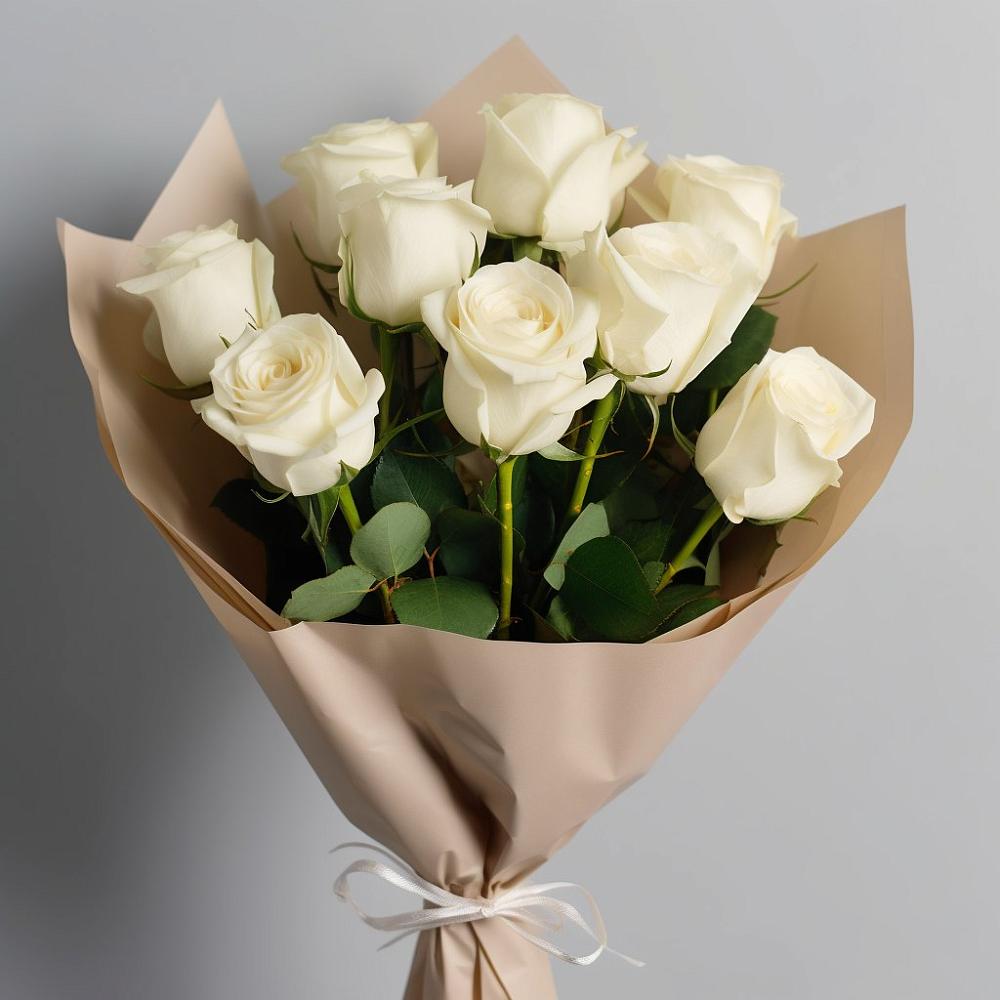 Букет 9 Белых роз Эдлесс Лав в Пролетарий