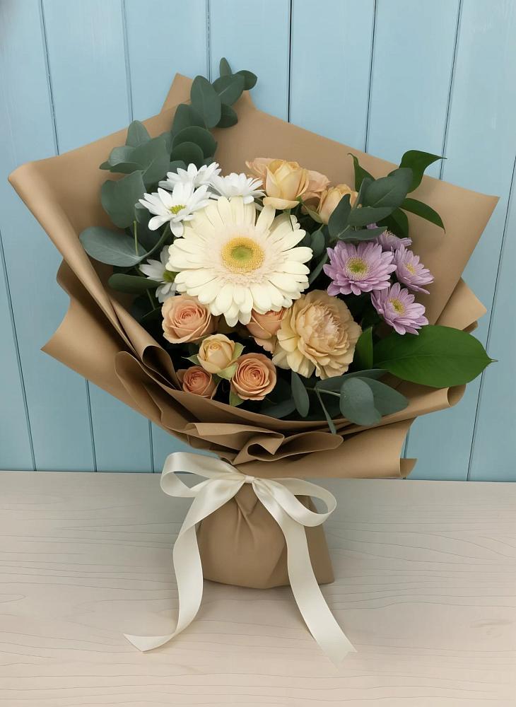 Букет цветов из: Герберы и Хризантемы в Пролетарий