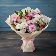 Букет цветов из:  Хризантемы, Альстромерии и Розы в Пролетарий