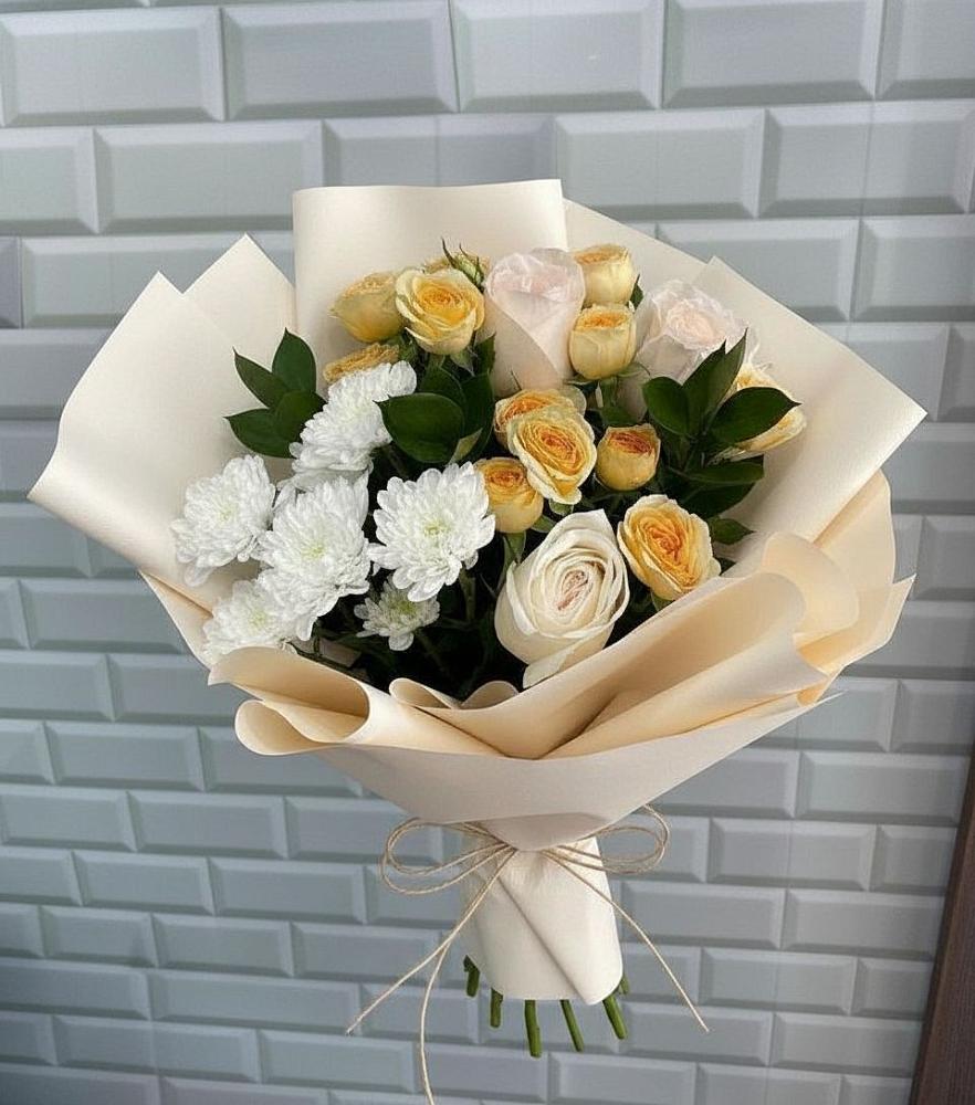 Букет цветов из: Розы и Хризантемы в Пролетарий