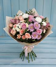 Букет цветов из:  Хризантемы, Розы и Альстромерии в Пролетарий