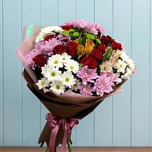 Букет цветов из:  Розы, Хризантемы и Альстромерии #REPLACE_PRED# Пролетарий