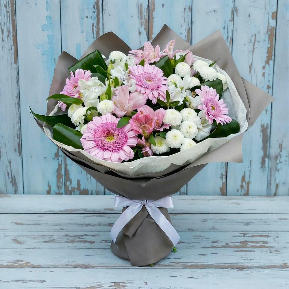 Букет цветов из: Герберы, Альстромерии и Хризантемы в Пролетарий