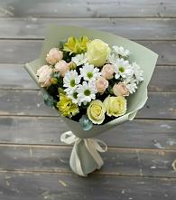 Букет цветов из:  Альстромерии, Розы и Хризантемы в Пролетарий
