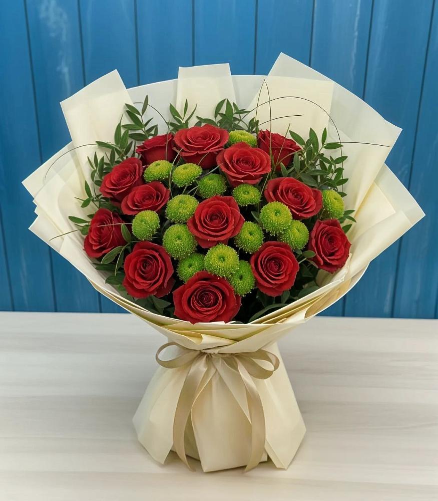 Букет цветов из: Розы и Хризантемы в Пролетарий