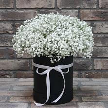 Цветочная композиция из Гипсофила в шляпной коробке в Пролетарий